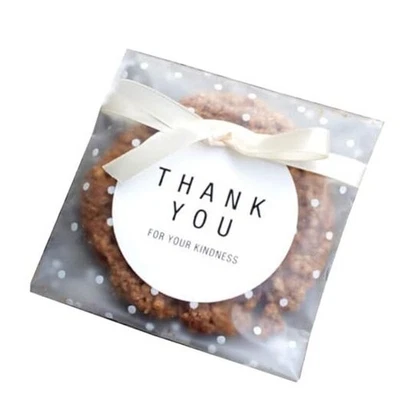  Bolsa para galletas de celofán autoadhesiva, blanca blanca - 3,9 x 3,9 pulgadas - paquete de 100 Foto 1 de 4