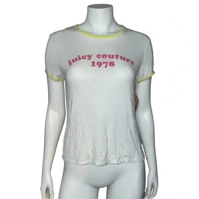 Camiseta Juicy Couture 1978 Feminina Branca Viscose Elástica Média Nova Com Etiqueta - Imagem 1 de 4