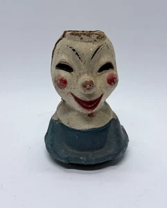 Rara antica bambola pagliaccio in gesso modellato in cartapesta solo testa - Foto 1 di 6