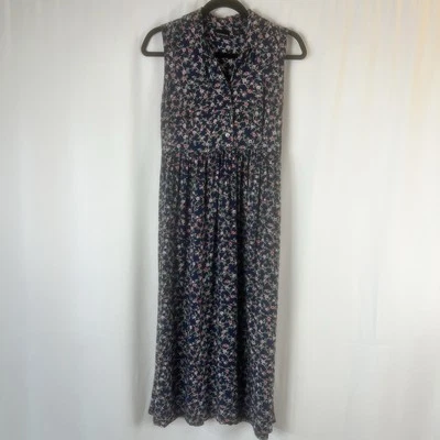 De colección Erika Cottage-core boho sin mangas PM azul cuello floral botón abajo Foto 1 de 4