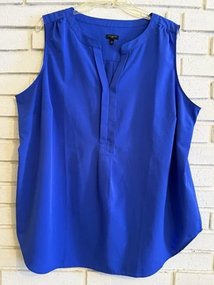 Talbots Plus Tank Top Womens 2X Blue Polyester Sleeveless Shirt V-Neck - Image 1 of 4