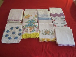 VTG 9 SETS OF LOVELY LOT OF *18* HAND EMBR/CROCHET EDGE STANDARD PILLOWCASES - Picture 1 of 12