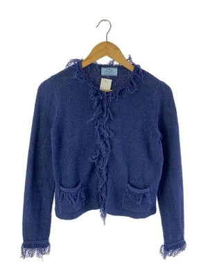 PRADA Cardigan (thin) 38 Cotton NVY Plain 0000et-z006q-0002 Used - Image 1 of 4