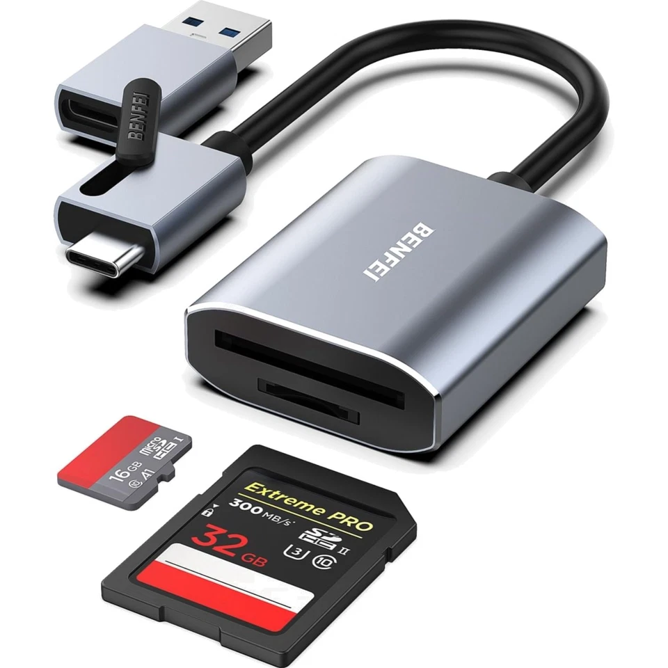 Speicherkartenleser USB C 3.0 Aluminium 2in1 SD Micro SD TF Kartenadapter - Bild 1 von 2