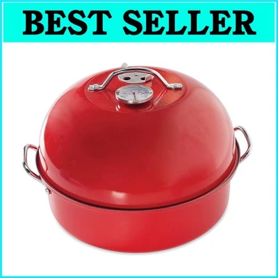 Hecho en EE. UU. Hervidor de gas rojo de tamaño completo ahumador con termómetro y astillas de madera Foto 1 de 4