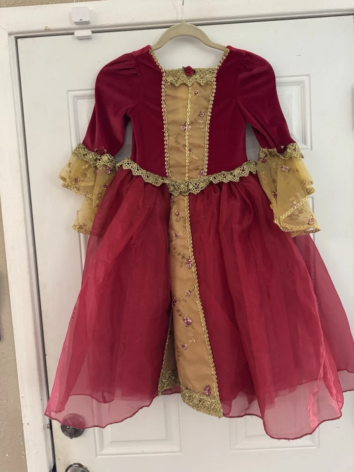 Disney Belle Rojo Dorado Vestido de Lujo Disfraz de Navidad 4/5 Foto 1 de 1