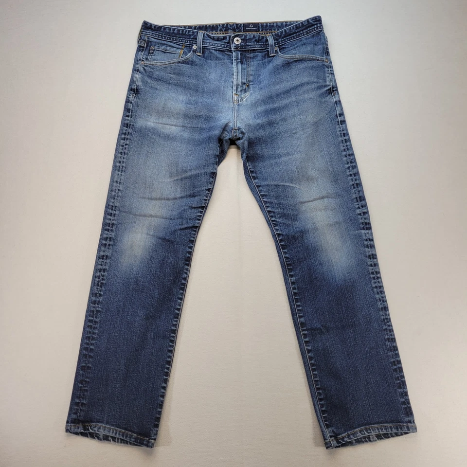 Pantalones de mezclilla AG Adriano Goldschmied para hombre 36x32 azul graduado lavado oscuro a medida Foto 1 de 4