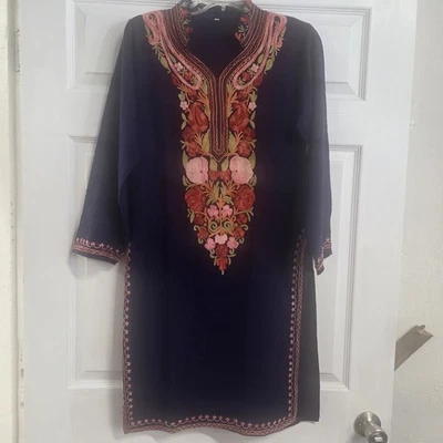 Kashida Aari Kurta Size 36 Women's Indian Tunic Ethnic Dress Long Embroidered - Image 1 of 4