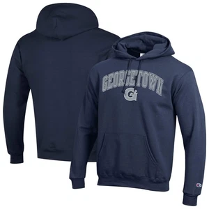 Men's-Champion  Navy Georgetown Hoyas Arched Logo Fleece Pullover Hoodie - Picture 1 of 3