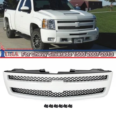 Summit White Shell w/ Black Insert Grille For 2007-2013 Chevrolet Silverado 1500 - Изображение 1 из 4