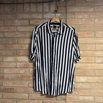 cactus man ricky singh xl Men’s Striped Short Sleeve Button Up - Image 1 of 4