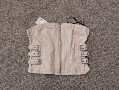 Forever 21 Strappy Zip-Front Cropped Tube Top in Pink Size Small - Image 1 of 4