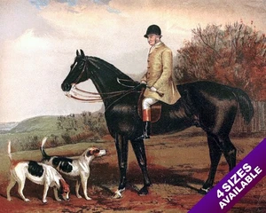 ENGLISH HUNTSMAN FOX HUNT HORSE HUNTING ART PAINTING REAL CANVAS PRINT - Picture 1 of 39