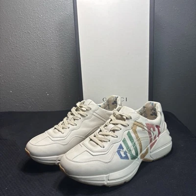 Tênis Gucci Rhyton couro branco glitter UE 38 EUA 7 - Imagem 1 de 4