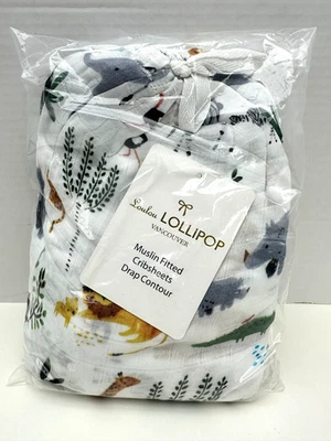 Sábana cuna ajustable Loulou Lollipop muselina safari selva 28"x52"x9" Foto 1 de 4