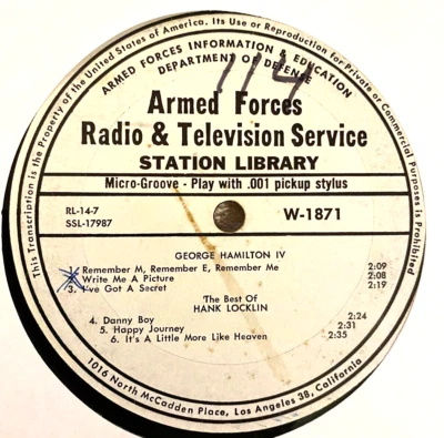 AFN 14-7, HW, JR, HANK LOCKLIN, GEORGE HAMILTON IV, PORTER WAGONER, BILLY MIZE - Image 1 of 2