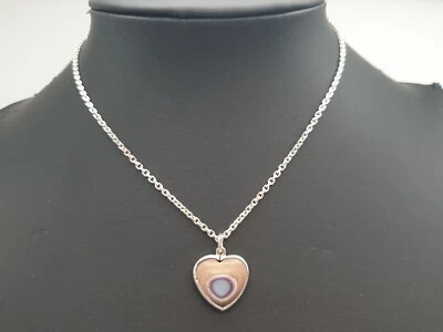 Collana In Argento 925 Con Pendente In Agata / Cuore / 38,0cm / 7,0g - Immagine 1 di 4