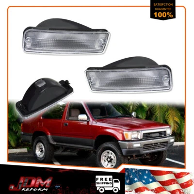 For 1993-1998 Toyota T100 Chrome Lens Front Bumper Turn Signal Parking Lights 2X - Image 1 of 4