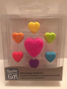 Juego de marcadores de tapón de vino corazón arte flexible divertido arco iris silicona amor regalo de boda - Imagen 1 de 6