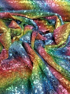Sequins Rainbow Fabric By The Yard Stretch Mesh Multicolor Glitz Sequin Backdrop - Picture 1 of 12