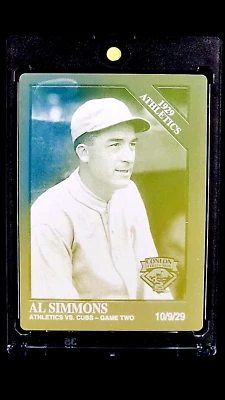 1994 Conlon 1929 Athletics Yellow Printing Plate #1136 Al Simmons HOF 1/1 - Image 1 of 4