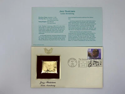 Louis Armstrong PCS 22K Gold Plated 1995 Jazz Musicians Series LikeNew With Card - Image 1 of 2