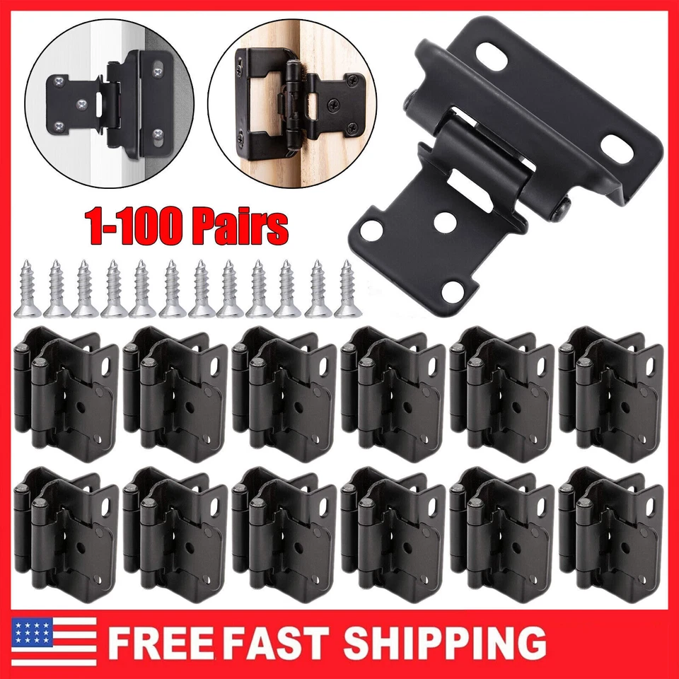 Bisagras de gabinete de cocina envolventes semi parciales superpuestas de 1/2" negras con tornillos Foto 1 de 4