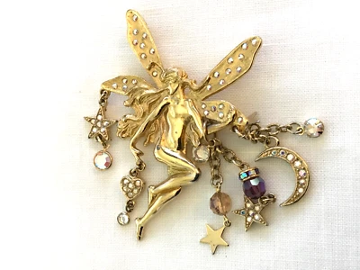 Precioso broche de hadas vintage Kirks Folly único dorado 1987 Foto 1 de 4