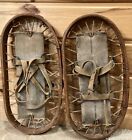 Vintage Set Of Wooden Bear Claw Rope Type Canvas Snow Shoes 18