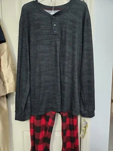 Muk Luks Damen PJ Set 1X Buffalo kariertes Unterteil, grau Oberteil UNISEX - Bild 1 von 8