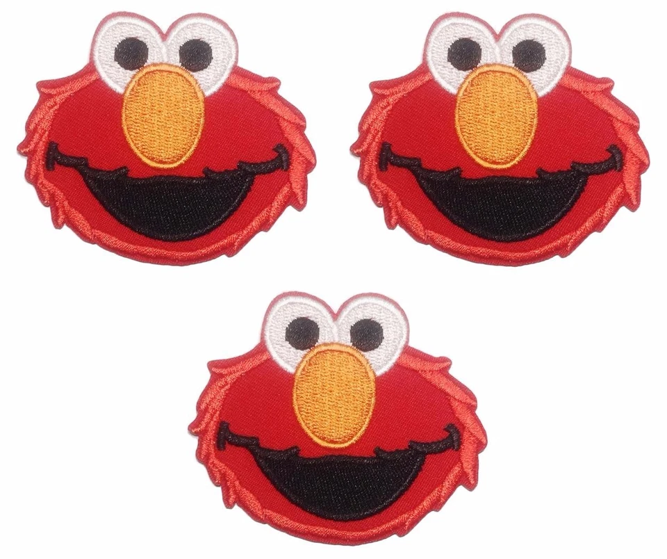Sesame Street Elmo Face 2 1/2" Wide Embroidered Iron On Patch Set of 3 Patches - Image 1 of 1
