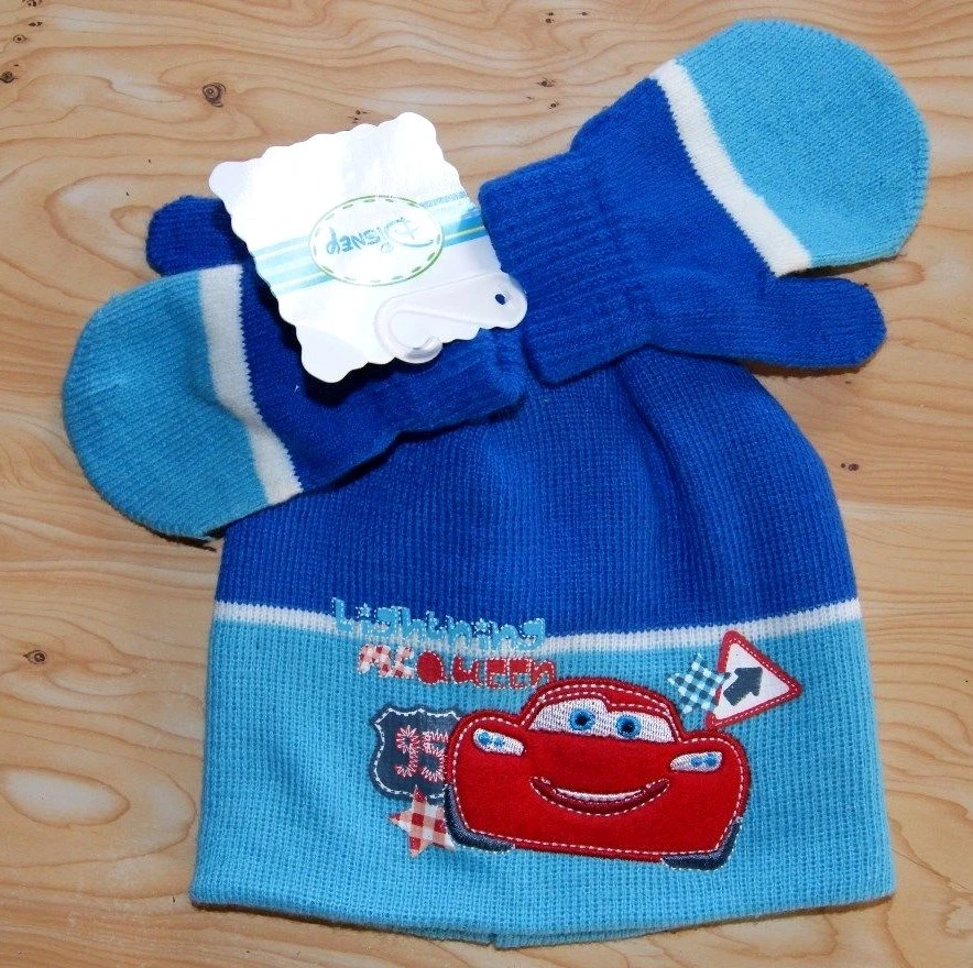 BONNET GANT MOUFLE MITAINE BLEU CARS BEBE T 48 disney 12 mois / 24 mois 2 ans - Photo 1/1