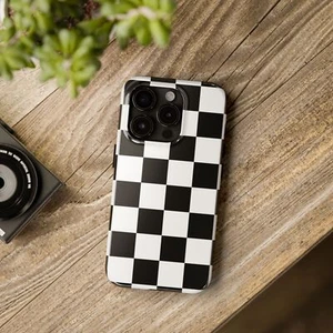 Black Checkered Cool Phone Case for iPhone 17 16 15 14 13 12 11 X SE iPhone Case - Picture 1 of 69