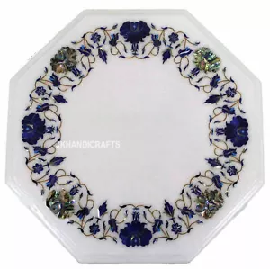 12" Table Top Marble lapis Lazuli Inlay Floral Handmade Home & Garden Decor - Picture 1 of 3