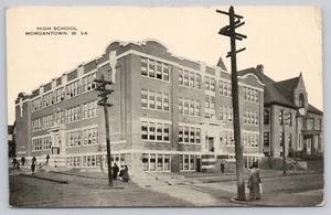 High School Morgantown WV Brick Building Street Scene Divided Back Postcard - Picture 1 of 2