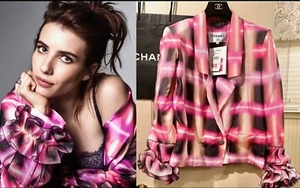 7K New Chanel 2017 Pink Silk Blazer 36 38 40 4 6 8 Jacket Coat Top Ruffle S M L - Picture 1 of 18