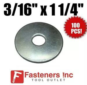 (QTY 100 PCS) 3/16" X 1 1/4" Zinc Plated Fender Washers - Picture 1 of 3