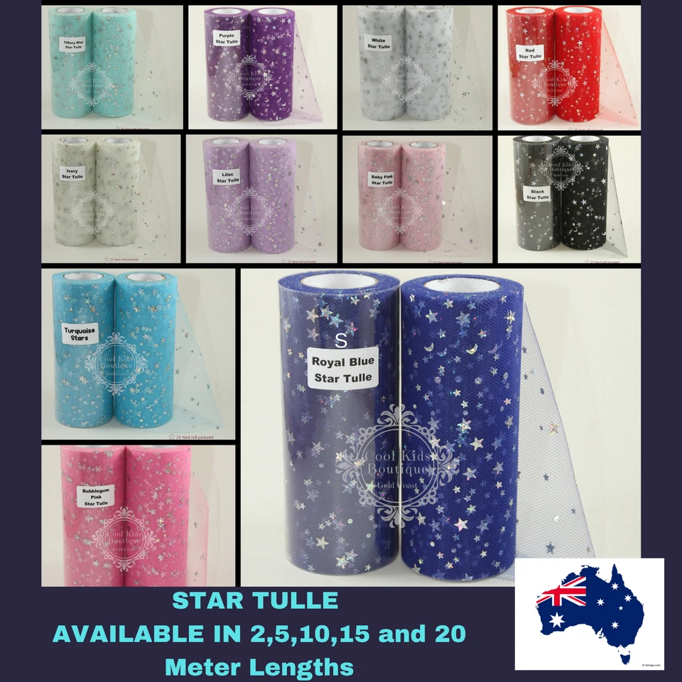 Tulle Fabric STAR Sequin 2 5 10 15 20 Meters Wedding Tutu Craft Soft Christmas - image 1 of 1