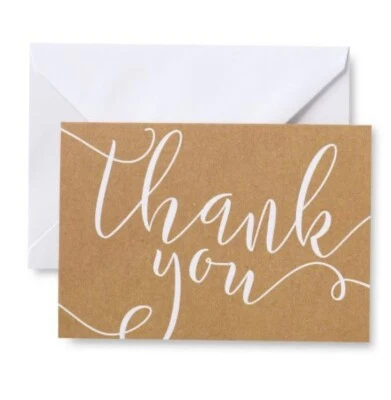 Thank You Kraft NoteCards With Envelopes- 40 Count- - Изображение 1 из 3
