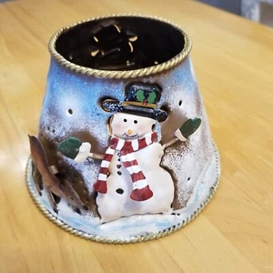 Home Interiors Christmas Snowman Metal Candle Shade - NIB - Picture 1 of 3