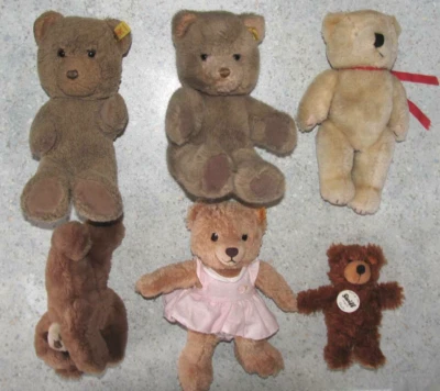 6x STEIFFTIER / TEDDY  TEDDYBÄR / BÄR davon 1x 239526 + 1 CHARLY m. KF v. STEIFF - Bild 1 von 2