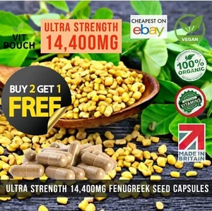 Ultra Strength 14,400mg FENUGREEK SEED EXTRACT 90% Saponins Capsules Tablets 120 - Picture 1 of 9