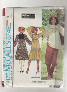 70's McCall's 5748 Misses Pullover Prairie Dress Top Sewing Pattern Size 10 32 ½ - Picture 1 of 2