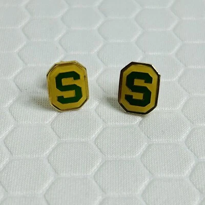 Michigan State Spartans Stud Earrings Green “S” MSU College Jewelry Post - Image 1 of 4