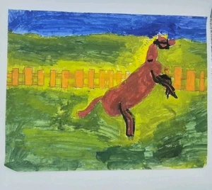 Dipinto cavallo 11x8,5" 7° grado 2002 dipinto a mano - Foto 1 di 4