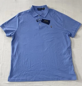 Polo Ralph Lauren Personalizado Calce Ajustado Malla Polo Azul Para Hombre XL NUEVO CON ETIQUETAS $110 - Imagen 1 de 9