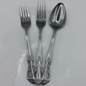 2 Gabeln & Löffel Excel Edelstahl Korea verziertes Design 7,5" - Bild 1 von 6