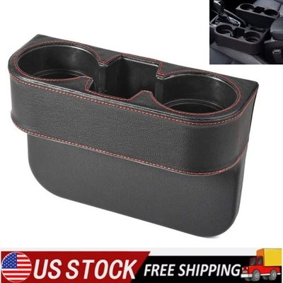 Organizador de almacenamiento de cuña con costura de asiento de automóvil soporte para taza soporte para montaje de teléfono móvil Foto 1 de 4