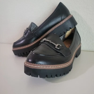 Mocasines Jelly Pop para mujer 9M de cuero negro con suela de plataforma Preppy Gossip Girl Foto 1 de 4