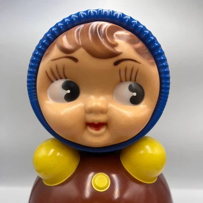 Enorme muñeca de celuloide de plástico vintage de la URSS para niños Roly Poly Toy Nevalyashka 41 cm Foto 1 de 4